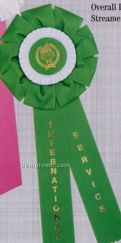15 1/4" Custom Double Rosette Ribbon With Double 2"X11" Streamers