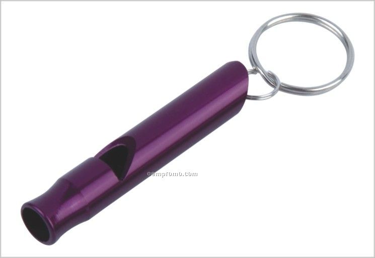 Laser Engraved Aluminum Whistle With Split Key Ring (2 1/2")