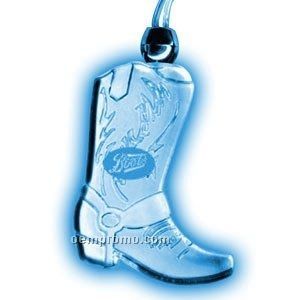 Light Up Boot Pendant Necklace W/ Non Blinking Blue LED