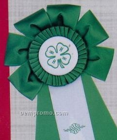 15" Custom Double Rosette Ribbon With Triple 2"X12" Streamers