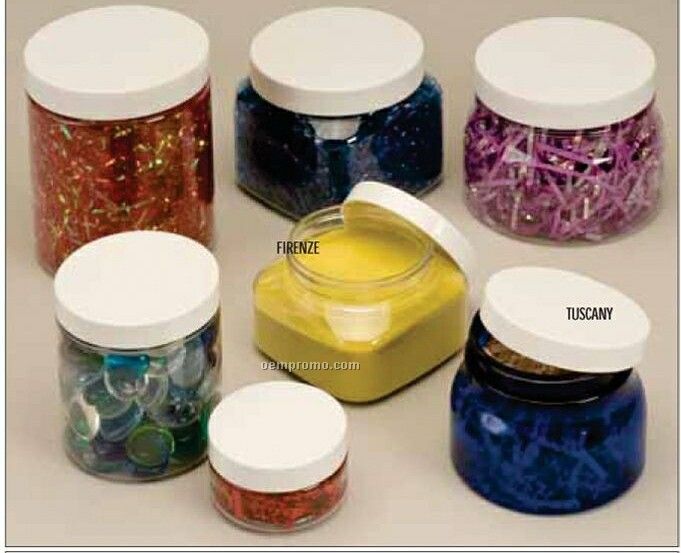 Clear Pet Plastic Wide Mouth Jar W/ White Screw On Covers/58-400