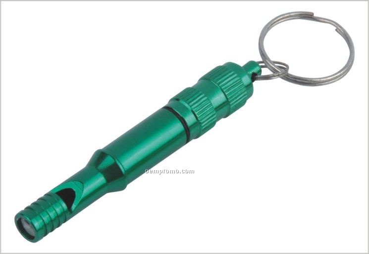 Laser Engraved Aluminum Whistle With Split Key Ring (3