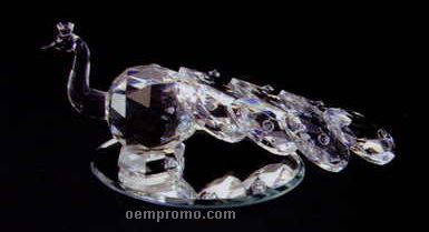Optic Crystal Clear Feather Peacock Figurine