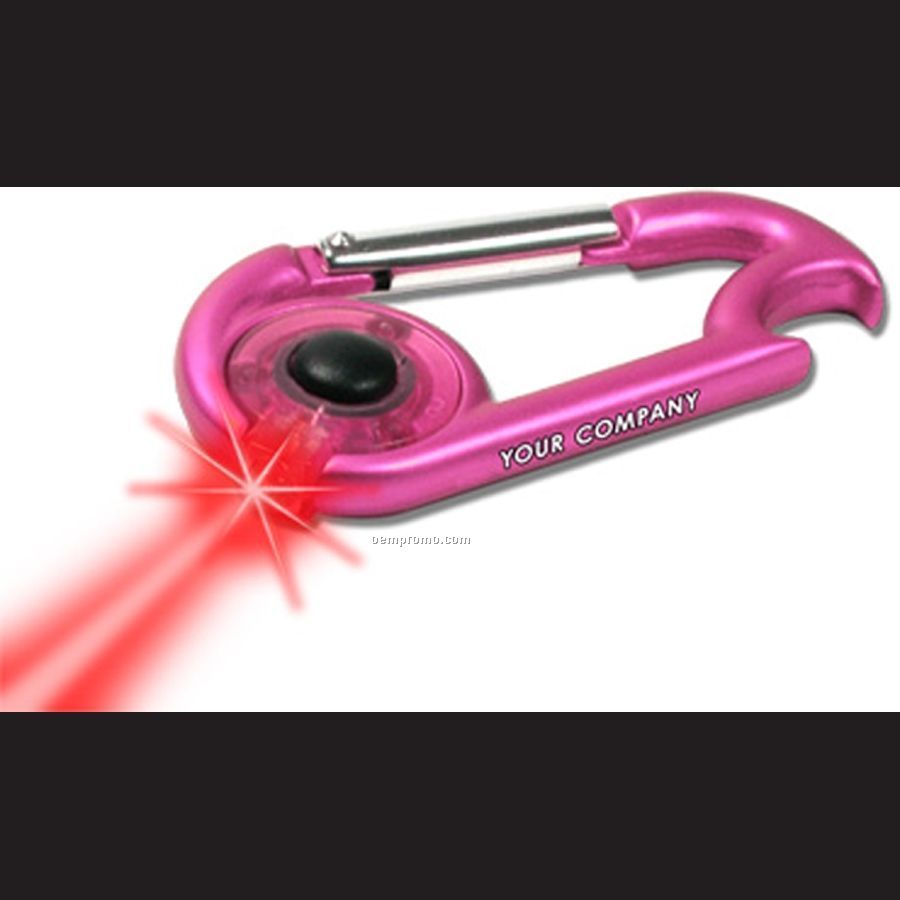 Pink Light Up Carabiner Flashlight W/ Red LED