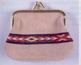 Snap Frame Leather Coin Purse W/ Red/Green Trim