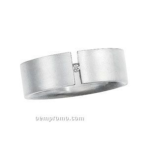 8mm Titanium & .025 Ct. Diamond Round Wedding Band Ring (Size 7) Split