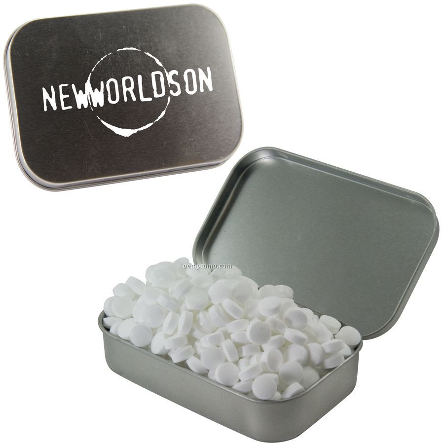 Large Silver Mint Tin With Sugar-free Mints