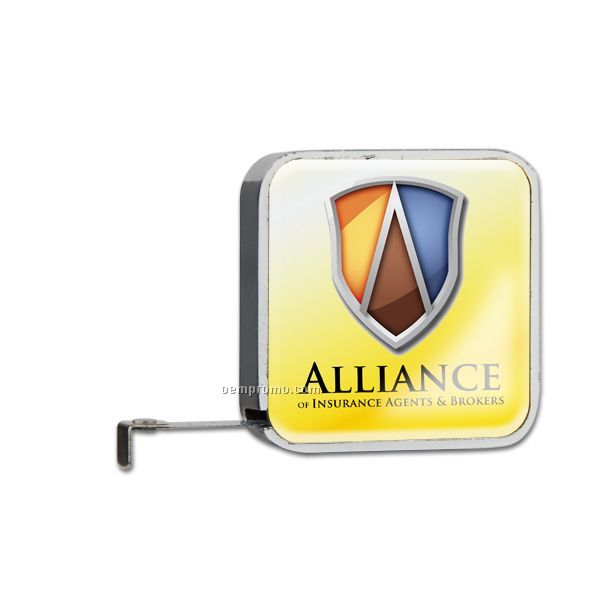 Chrome Metal Case Tape Measure W/Two Sided Four Color Process Imprint