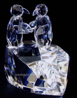 Optic Crystal Twin Penguin Figurine
