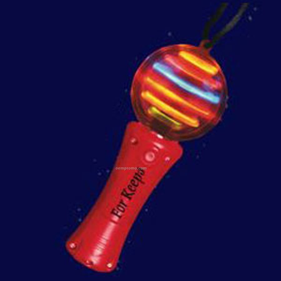 Red Light Up Spinning Wand With Multi-colored LED