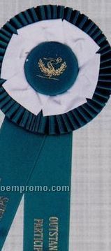 15" Custom Double Rosette Ribbon With Double 2"X11" Streamer