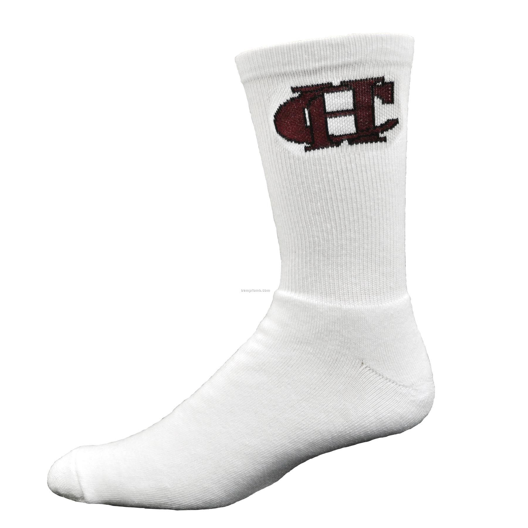 Cotton Crew Sock With Knit-in Logo