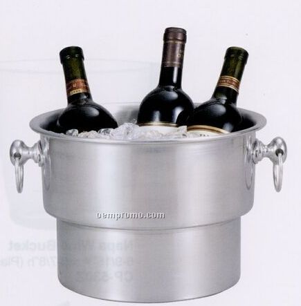 Multi-bottle Aluminum Wine Ice Bucket With 2 Loop Handles (10 7/8" Diam.)