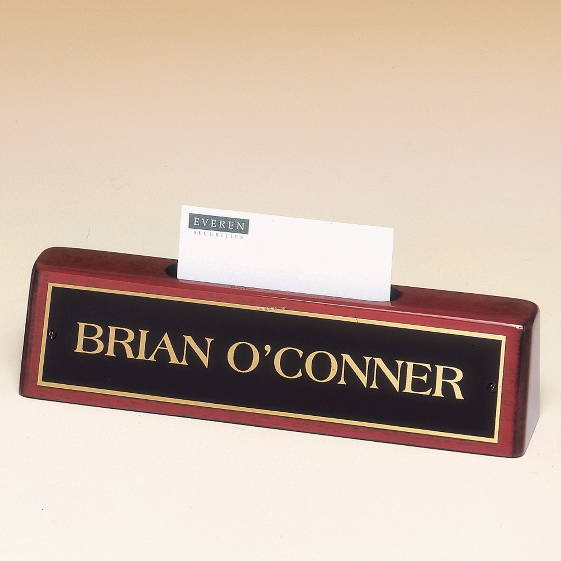 Rosewood Piano Finish Nameplate With Business Card Holder