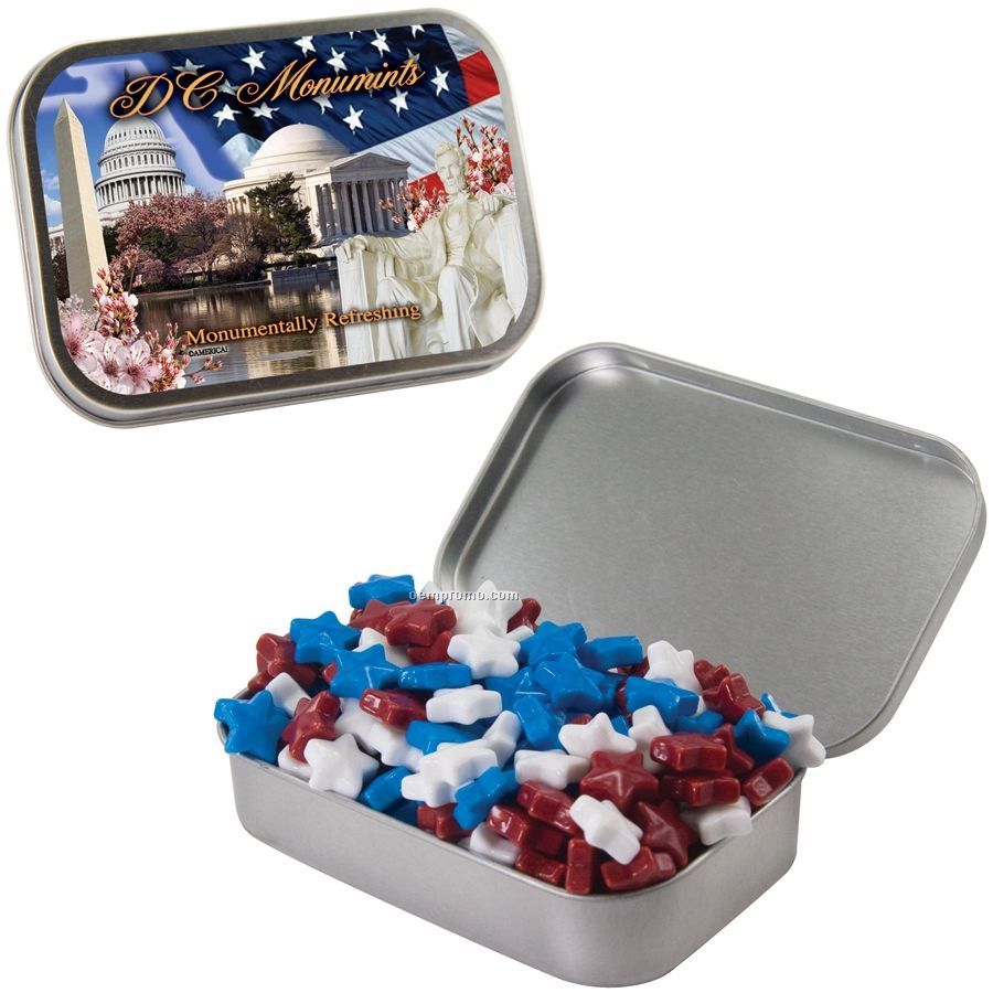 Large Silver Mint Tin With Candy Stars