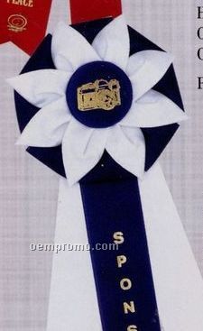 16" Custom Double Layer Rosette Ribbon With Triple 2"X13" Streamers