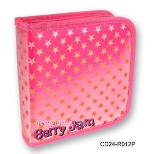 3d Lenticular CD Wallet/ Case With Pink Trim - 24 Cd's (Stars)