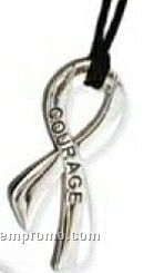 Stock Declaration Charm Necklace W/20" Nylon Cord - Courage Ribbon