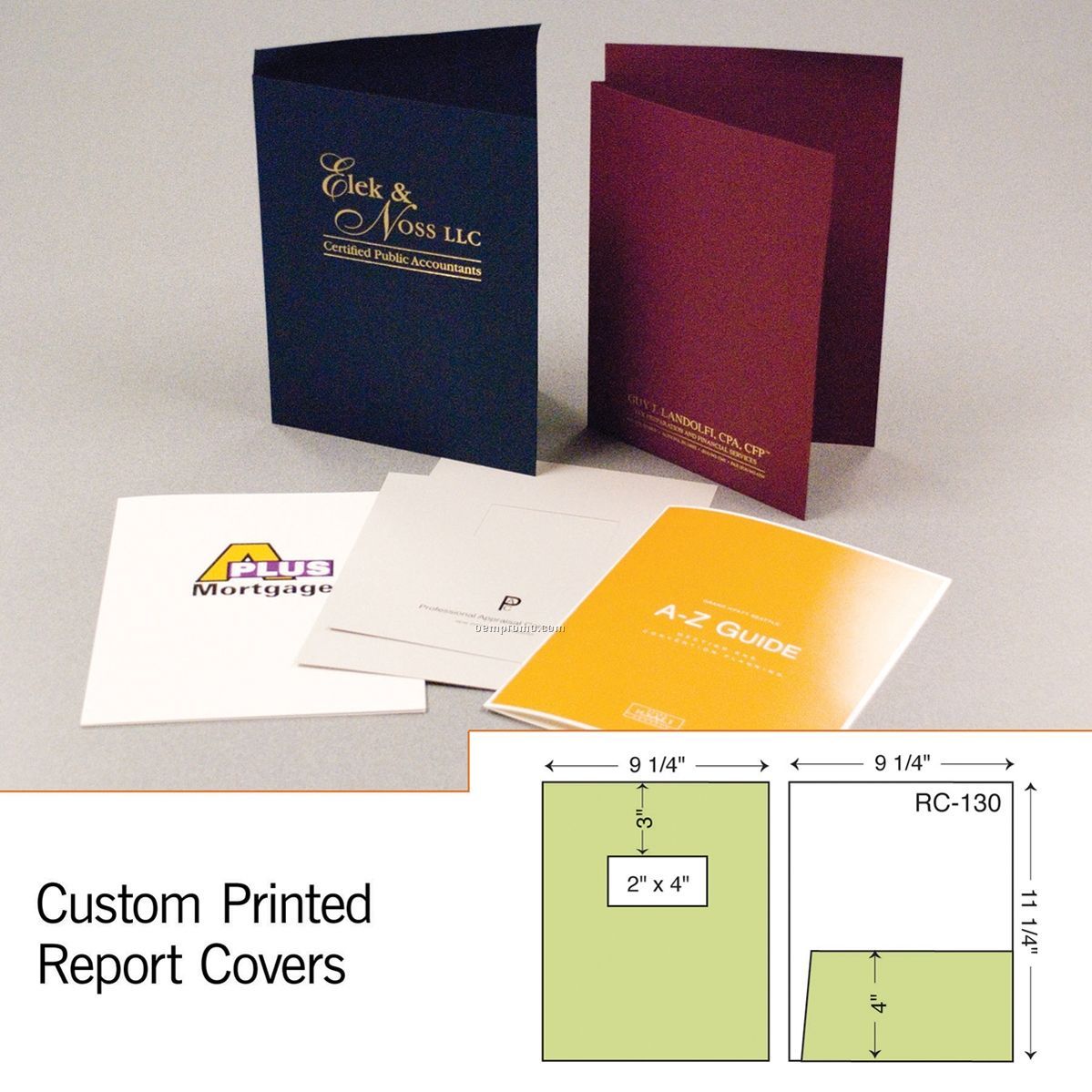 2 Part Report Cover W/ Right Pocket (1 Color/1 Side)