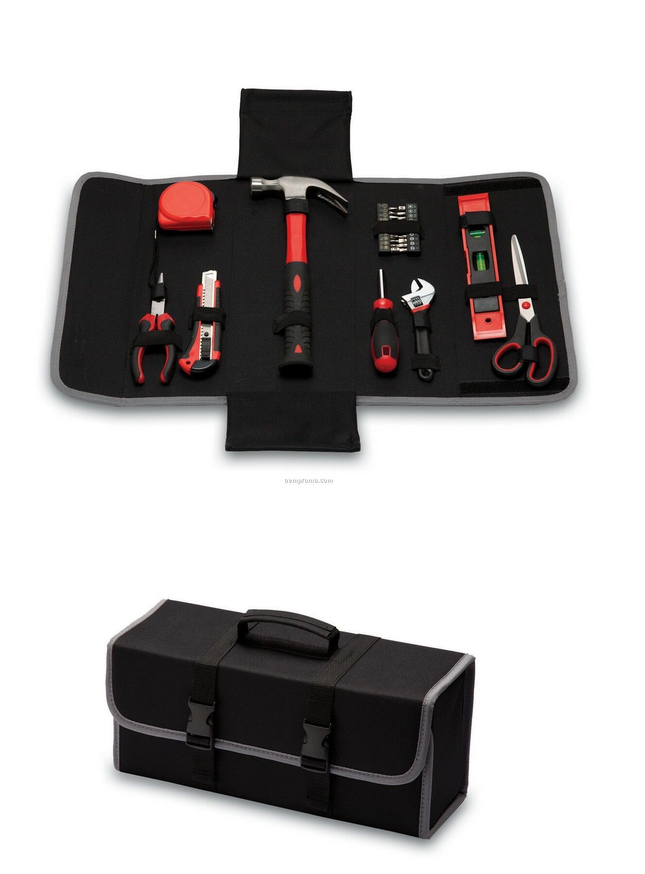 Access 10 Piece Tool Kit W/ Polyester Case (Red & Black Handles)