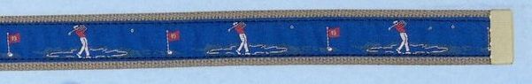 Embroidered Pattern Belt With Leather Tip (Golfer)