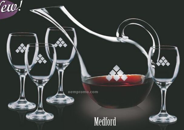 Medford Carafe And 4 Wine Glasses