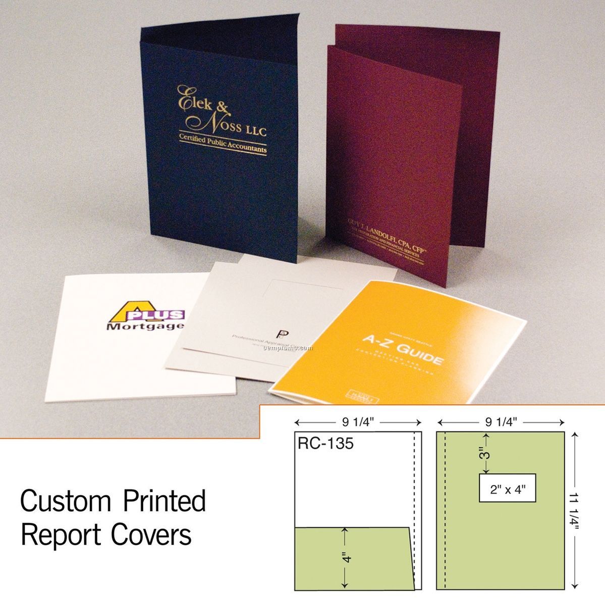 2 Part Report Cover W/ Left Pocket (1 Color/1 Side)