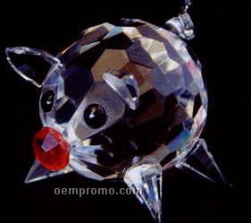 Optic Crystal Pig Figurine W/ Red Snout
