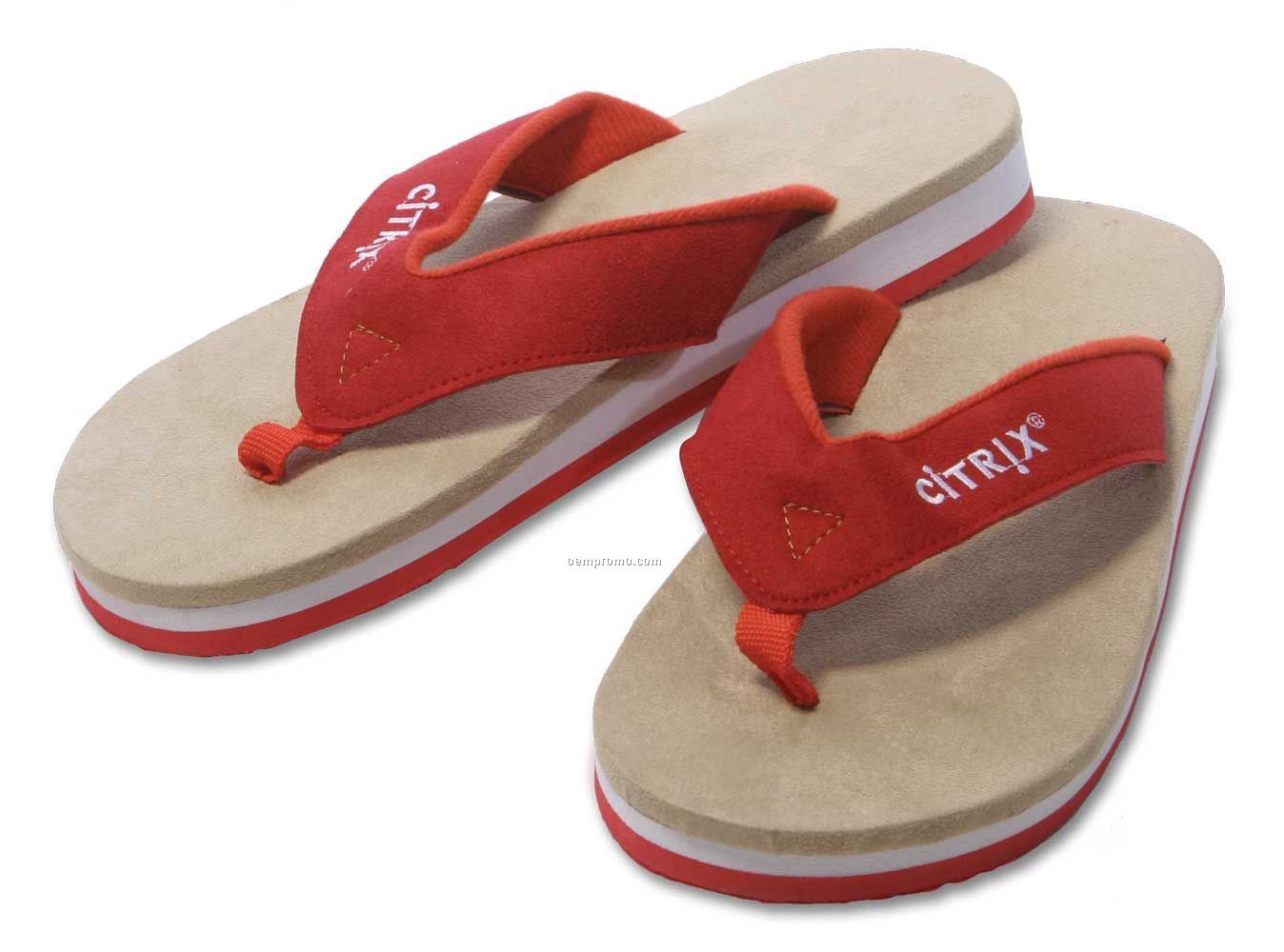 Malibu Ultra Surf Style Flip Flop With Embroidered Suede Straps