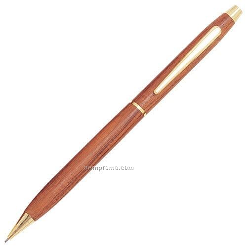 Wooden Pencil W/Gold Trim & Gold Top