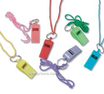 Colored Whistle With Neck Cord