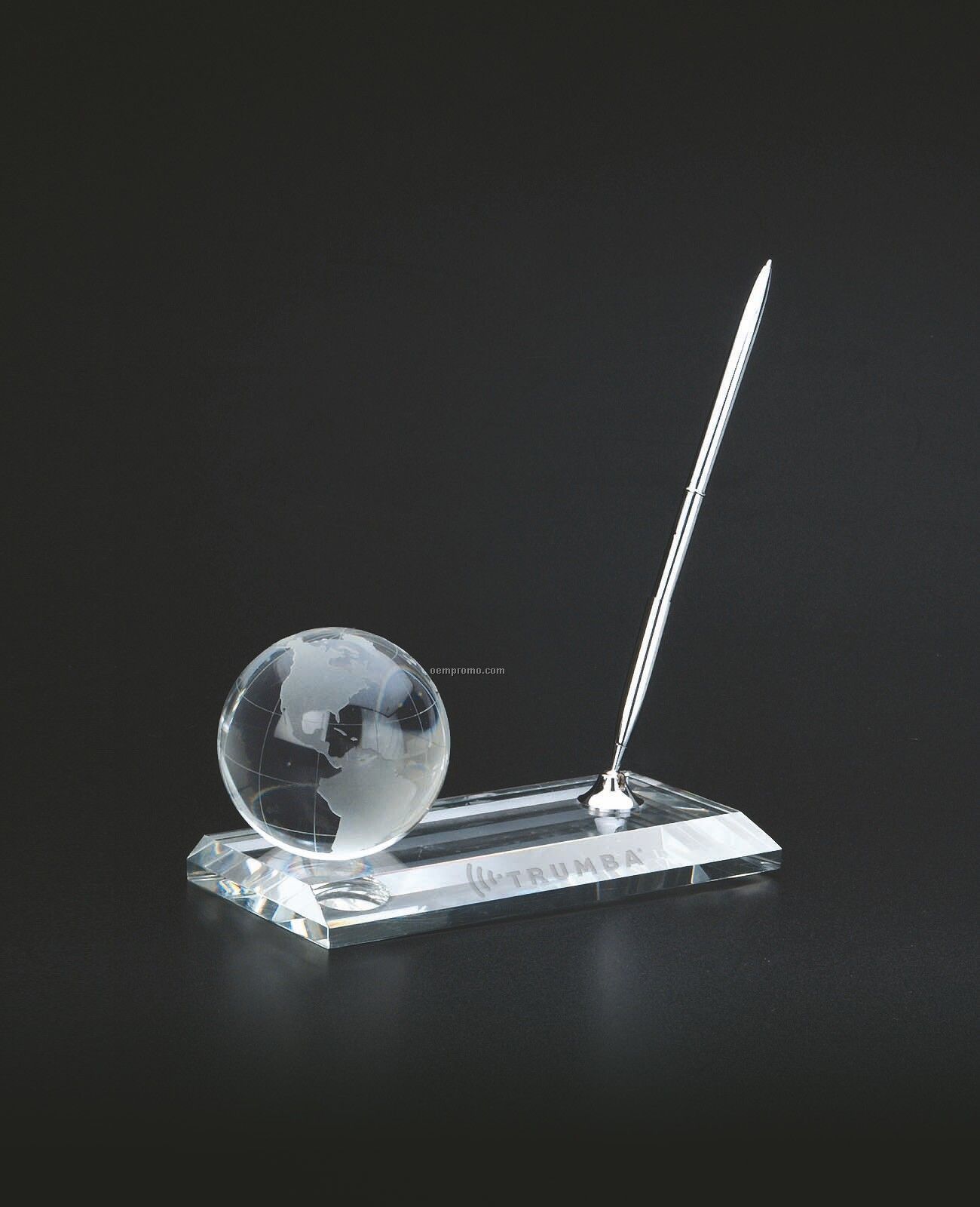 Crystal Globe Pen Stand Set