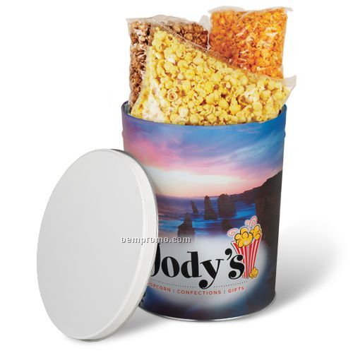 Custom 3 Gallon Gift Tin With 3-way Popcorn