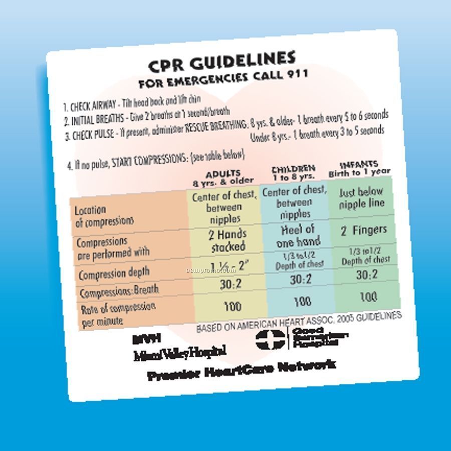 Health & Safety - Laminated Cpr Reference Magnet