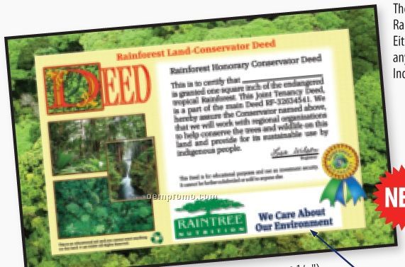 Rainforest Land Conservator Deed Or Rainforest Plat A Tree Certificates