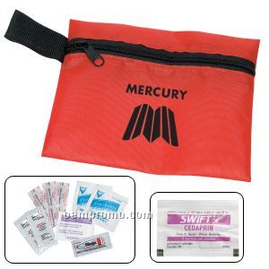 Traveler's Emergency Aid Kit # 1 W/ Ibuprofen & Polyester Zipper Pouch