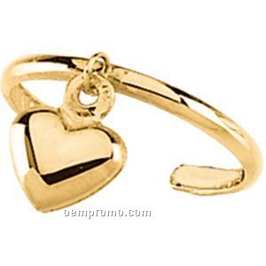 14ky 1-1/2mm Ladies' Heart Metal Fashion Toe Ring