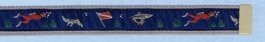 Embroidered Pattern Belt With Leather Tip (Scuba Diver)
