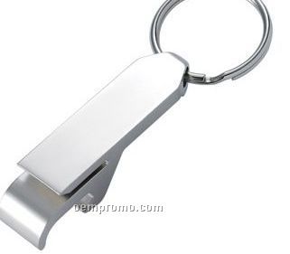 Matte Silver Bottle Opener Key Ring