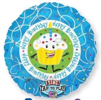 28" Singing Cupcake Happy Birthday Balloon