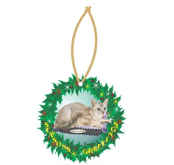 Asian Burmilla Cat Executive Wreath Ornament W/ Mirrored Back (12 Sq. Inch)