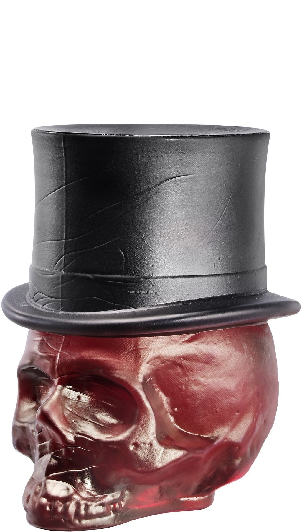 Still Life Glass Skull Sculpture W/ Top Hat By Ludvig Lofgren (Red)