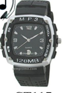 Cititec Mp3 Plastic Quartz Watch (Black W/ Square Face)