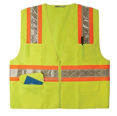 High Visibility Class 2 Safety Vest - Two-tone Pvc Striped