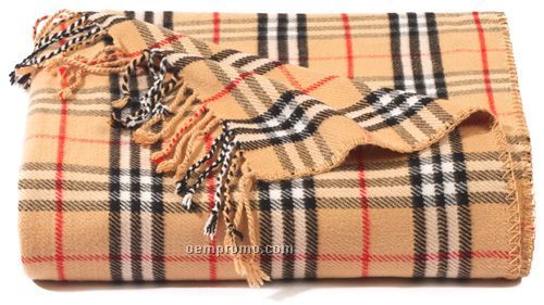 Bannister Tan Plaid Bamboo Throw Blanket