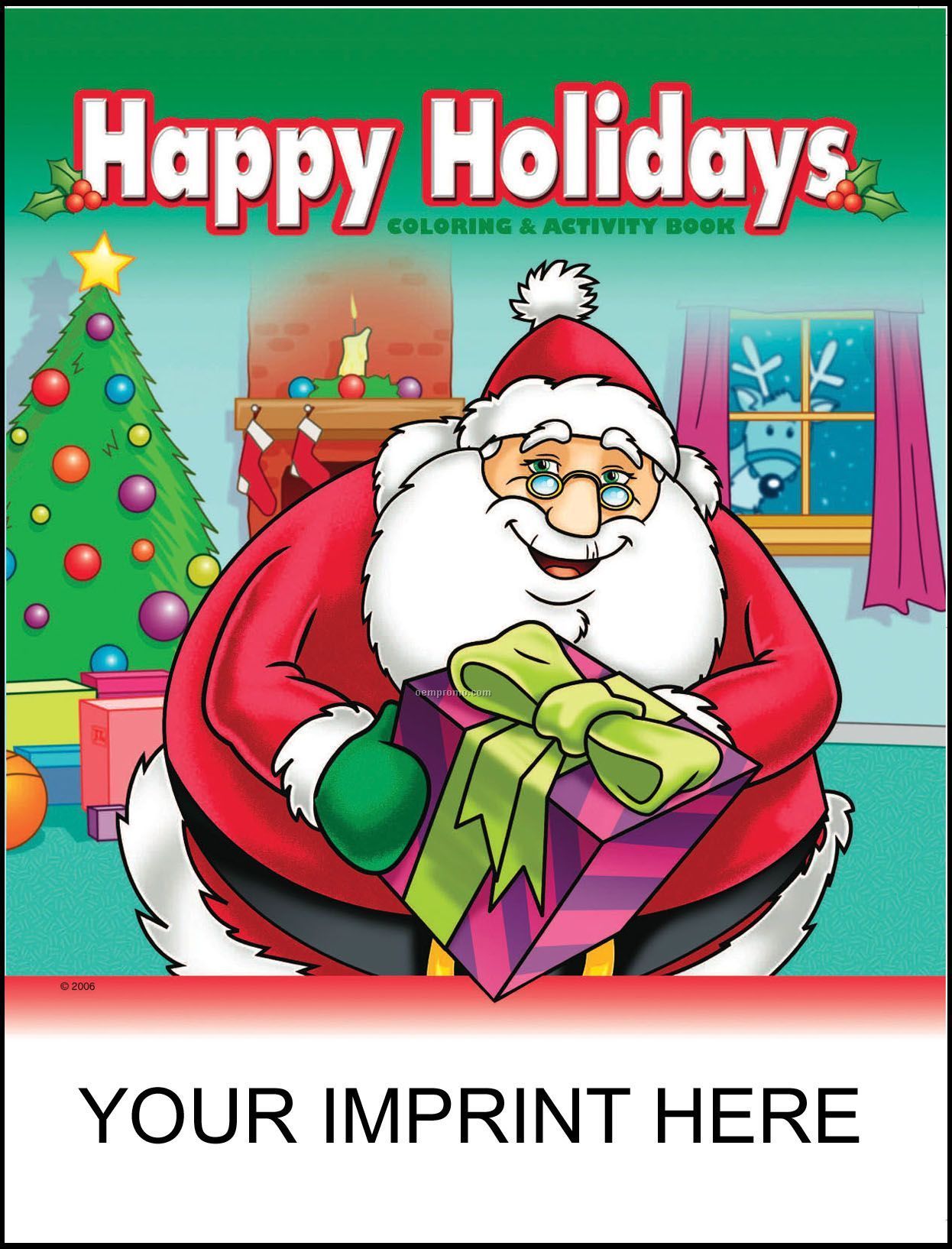Happy Holidays Coloring & Activity Book - Santa Holding Gift