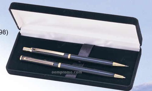 Matte Black Mechanical 1/2 Mm Pencil & Ball Pen Set (Siikscreen)