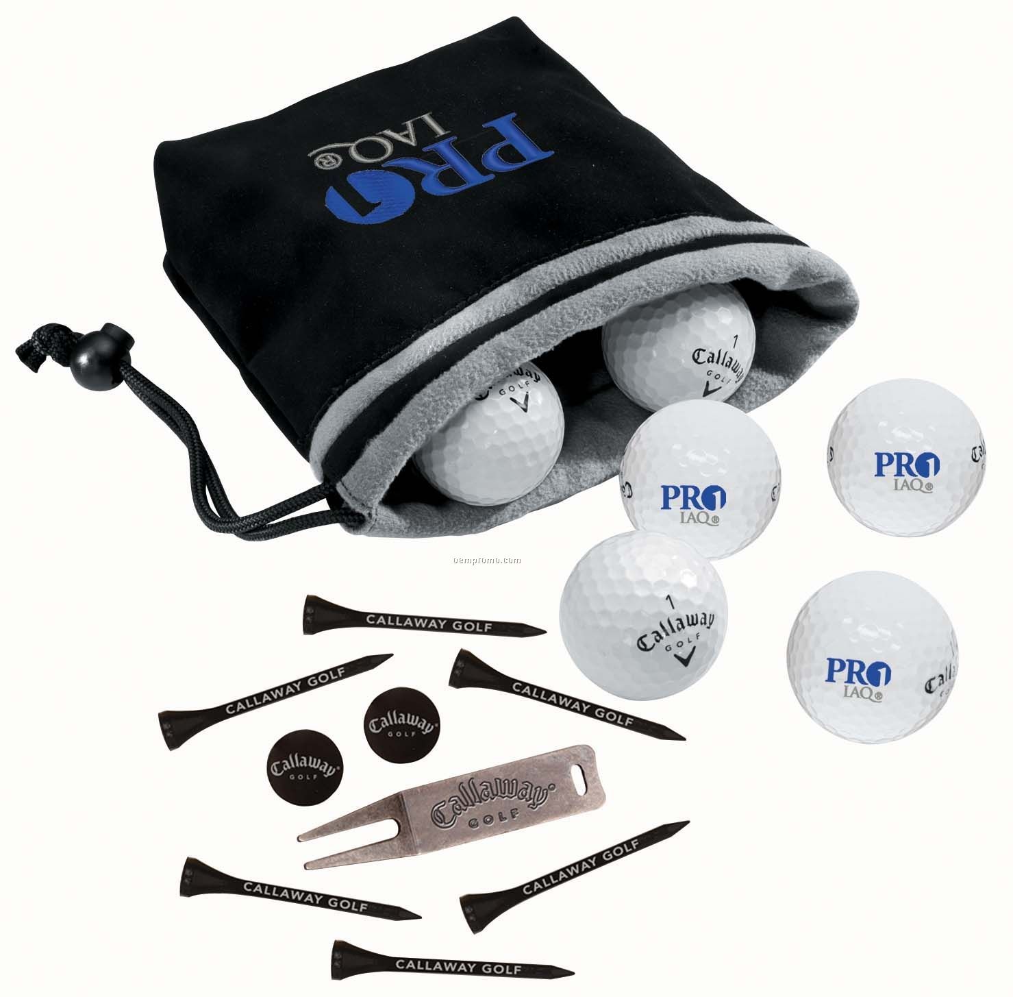 Callaway Tour I(S) 6 Golf Ball Valuables Pouch W/ 6 Long Tees & Divot Tool