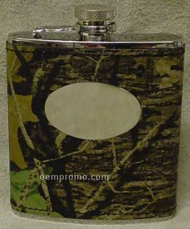 Camo Leather Flask With Plate