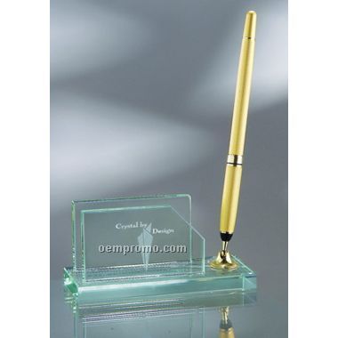 Business Card Holder W/ Gold Pen (Screened)